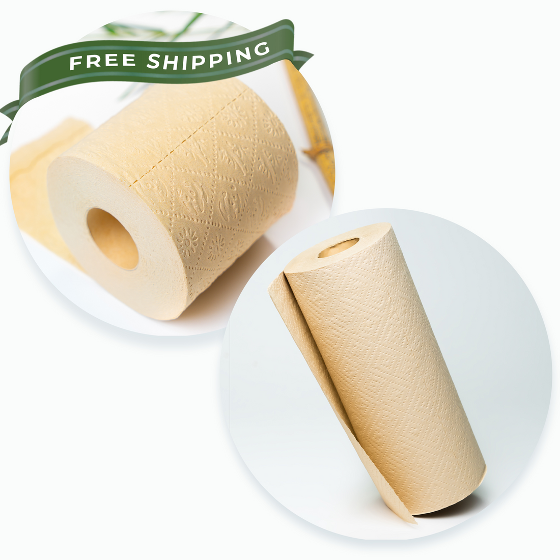 Sample Pack (2 Paper Towel Rolls + 6 Toilet Paper Rolls) PandaEcoPaper